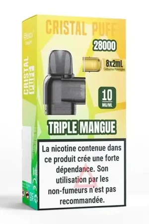 Cartouche Cristal Puff 28K Triple Mangue - Cristal Puff Usine Directe