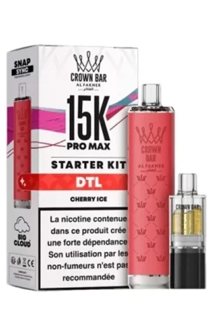 Puff Crown Bar Pro Max 15K Cherry Ice - Al Fakher Top Vente