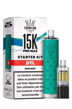 Puff Crown Bar Pro Max 15K Gum Mint - Al Fakher Satisfait Ou Remboursé