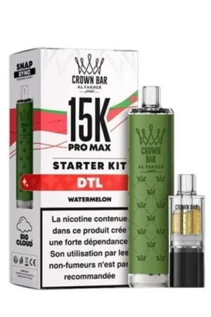 Puff Crown Bar Pro Max 15K Watermelon - Al Fakher Retour Gratuit