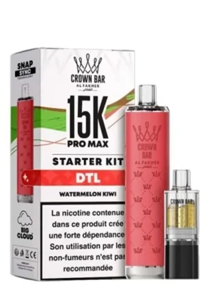 Puff Crown Bar Pro Max 15K Watermelon Kiwi - Al Fakher Dernier Modèle