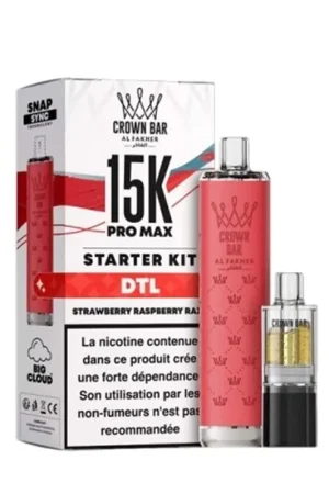 Puff Crown Bar Pro Max 15K Strawberry Raspberry Razz - Al Fakher Meilleur Prix