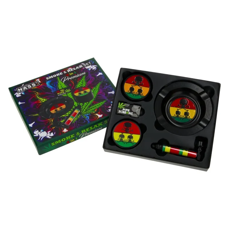 Satisfait Ou Remboursé COFFRET PIPE METAL SMOKE AND RELAX LEAF PREMIUM 4 EN 1