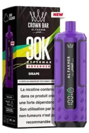 Puff Crown Bar HyperMax Advanced 30K Grape - Al Fakher Commander Maintenant
