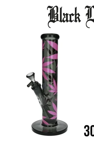 Produit De Marque BANG EN VERRE FIRE-FLOW X BLACK LEAF LEAVES PINK 30CM