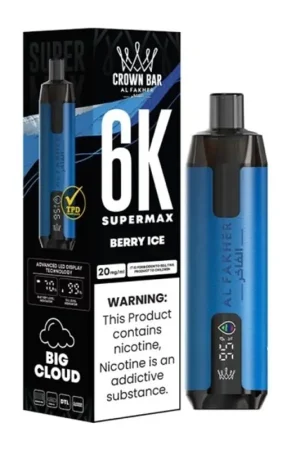 Puff Crown Bar SuperMax 6K Berry Ice - Al Fakher Paiement Sécurisé
