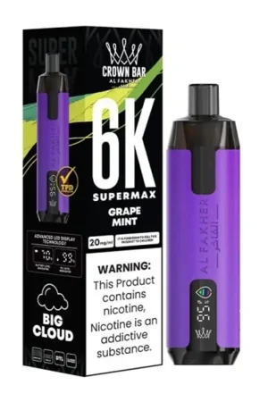 Vente Directe Puff Crown Bar SuperMax 6K Grape Mint - Al Fakher
