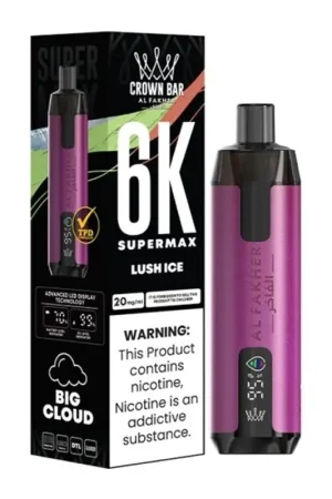 Puff Crown Bar SuperMax 6K Lush Ice - Al Fakher Prix Cassé