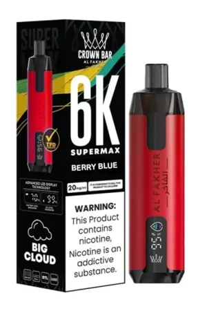 Puff Crown Bar SuperMax 6K Berry Blue - Al Fakher Expédition Rapide