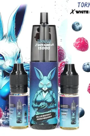 Retour Gratuit PUFF TORNADO X WHITE RABBIT BLUEBERRY RASPBERRY 15000 PUFFS