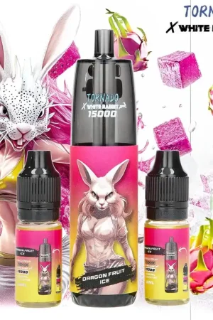 PUFF TORNADO X WHITE RABBIT DRAGON FRUIT ICE 15000 PUFFS Livraison Gratuite