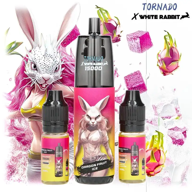PUFF TORNADO X WHITE RABBIT DRAGON FRUIT ICE 15000 PUFFS Livraison Gratuite