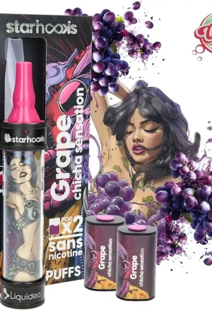 Produit De Marque STARHOOKS CHICHA SENSATION LIQUIDEO 2 PODS GRAPE 20000 PUFFS