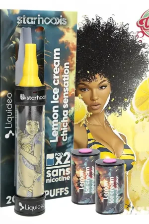 Dernière Chance STARHOOKS CHICHA SENSATION LIQUIDEO 2 PODS LEMON ICE CREAM 20000 PUFFS