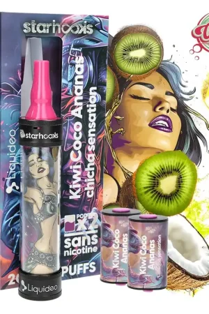 Prix Réduit STARHOOKS CHICHA SENSATION LIQUIDEO 2 PODS KIWI COCO ANANAS 20000 PUFFS