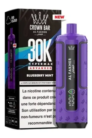 Puff Crown Bar HyperMax Advanced 30K Blueberry Mint - Al Fakher Nouvel Arrivage