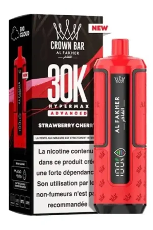 Expédié Aujourd’hui Puff Crown Bar HyperMax Advanced 30K Strawberry Cherry - Al Fakher