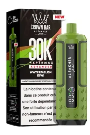 Puff Crown Bar HyperMax Advanced 30K Watermelon Kiwi - Al Fakher Solde