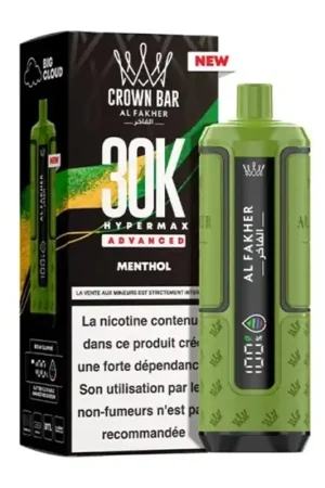 Puff Crown Bar HyperMax Advanced 30K Menthol - Al Fakher Haute Qualité