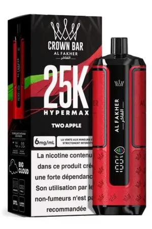 Puff Crown Bar HyperMax 25K Two Apple - Al Fakher Vente Directe