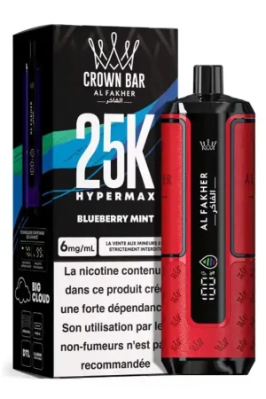 Acheter En Ligne Puff Crown Bar HyperMax 25K Mint - Al Fakher