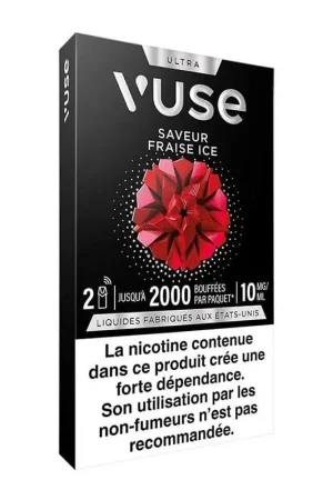 Retour Gratuit Pack 2 recharges Ultra Vuse Fraise Ice - Vuse