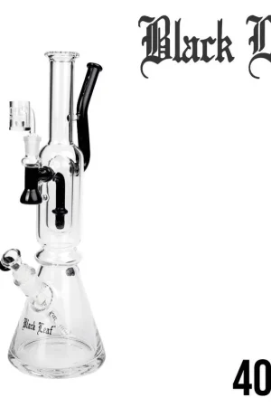 Top Vente BANG EN VERRE BLACK LEAF DOUBLE TRACK 40CM