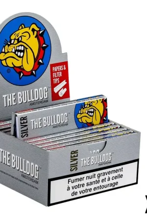 FEUILLES A ROULER THE BULLDOG SILVER SLIM + TIPS X24 Commande En Gros