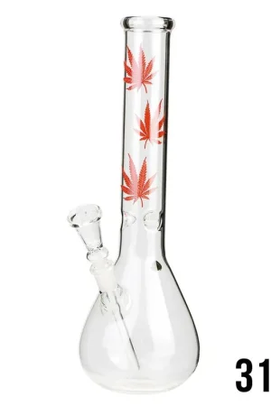 Réduction BANG EN VERRE CLEAR RED LEAF 31CM