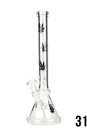 BANG EN VERRE CLEAR BEAKER LEAF 31CM Top Vente