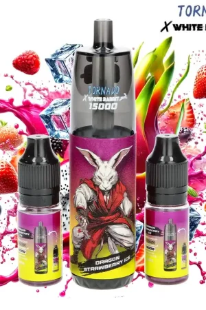 Prix Promo PUFF TORNADO X WHITE RABBIT FRUIT DU DRAGON FRAISE ICE 15000 PUFFS