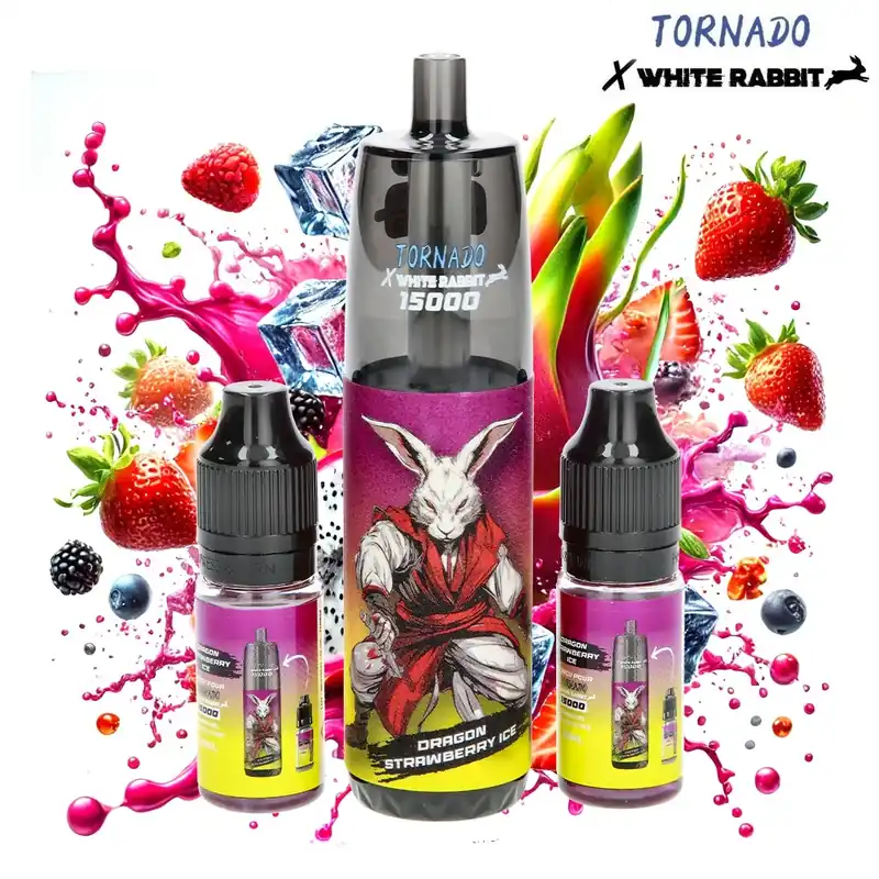 Prix Promo PUFF TORNADO X WHITE RABBIT FRUIT DU DRAGON FRAISE ICE 15000 PUFFS