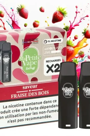 Authentique CARTOUCHE MA PETITE VAPE REPUFF FRAISE DES BOIS 600 PUFFS