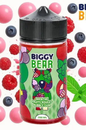 Top Vente E-LIQUIDE BIGGY BEAR MENTHE FRUITS ROUGES BUBBLE GUM 200ML