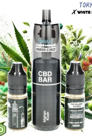 PUFF TORNADO X WHITE RABBIT CBD 1000MG AFGHAN KUSH 15000 PUFFS Dernière Chance