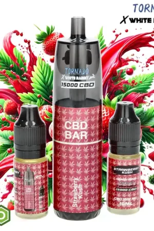 Expédition Rapide PUFF TORNADO X WHITE RABBIT CBD 1000MG STRAWBERRY KUSH 15000 PUFFS
