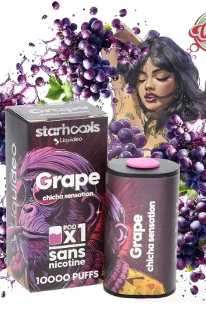 Marque POD STARHOOKS LIQUIDEO GRAPE CHICHA SENSATION 10000 PUFFS