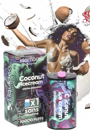 POD STARHOOKS LIQUIDEO COCONUT ICECREAM CHICHA SENSATION 10000 PUFFS Meilleure Vente