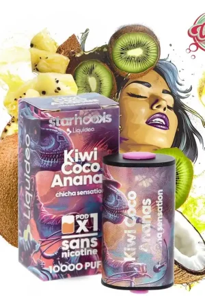 POD STARHOOKS LIQUIDEO KIWI COCO ANANAS CHICHA SENSATION 10000 PUFFS Acheter Direct