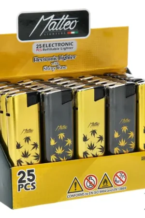 Super Prix BRIQUET ELECTRONIQUE MATTEO METAL CASE GOLD LEAF X25