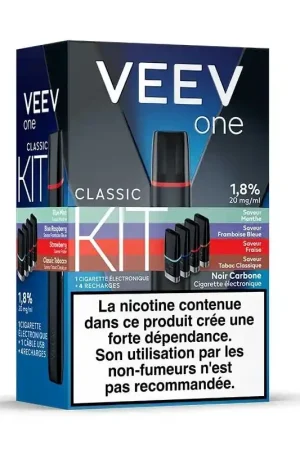 Kit Veev One Saveurs Classiques Noir 20 mg (+ 4 pods) - Veev Nouvel Arrivage