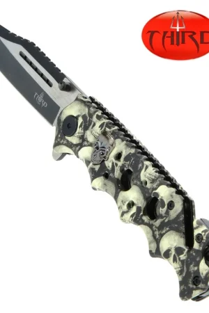 COUTEAU THIRD TETE DE MORT INOX 11.5CM Meilleur Prix