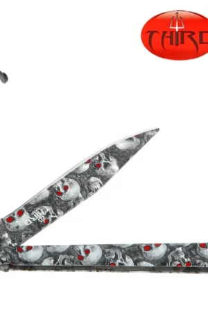 Vente Directe COUTEAU PAPILLON THIRD TETE DE MORT INOX 12CM