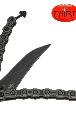 Meilleur Choix COUTEAU PAPILLON THIRD CHAINE INOX STONEWASHED 13.5CM