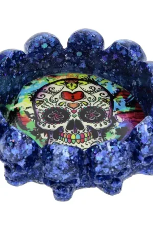 Marque CENDRIER ATOMIC POLYRESINE FLOWER SKULLS