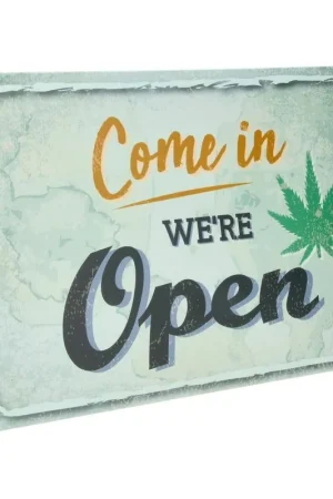 Prix Promo PLAQUE METAL DECO WERE OPEN