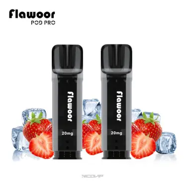 2 Recharges Puff Glace à la Fraise Flawoor Pod Pro Nouveauté