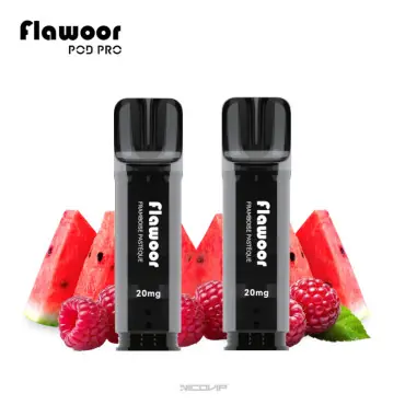 2 Recharges Puff Framboise Pastèque Flawoor Pod Pro Offre Exclusive