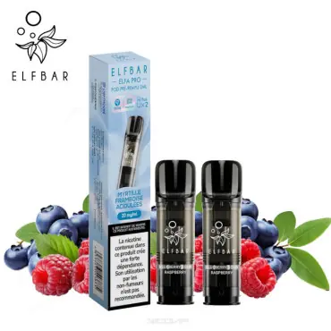 2 Recharges Puff Myrtille Framboise Acidulées Elfa pro Elfbar Haute Qualité