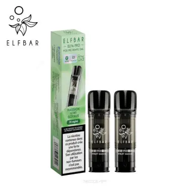 2 Recharges Puff Kiwi Passion Goyave Elfa pro Elfbar Meilleur Prix